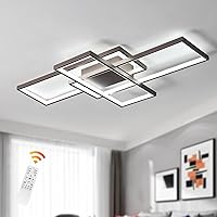 Vista 13 de GEADI Luces LED de Techo Extra Grandes Modernas, Candelabro Rectangular Regulable Negro de 68W Lámpara de Techo de Montaje Empotrado con Control