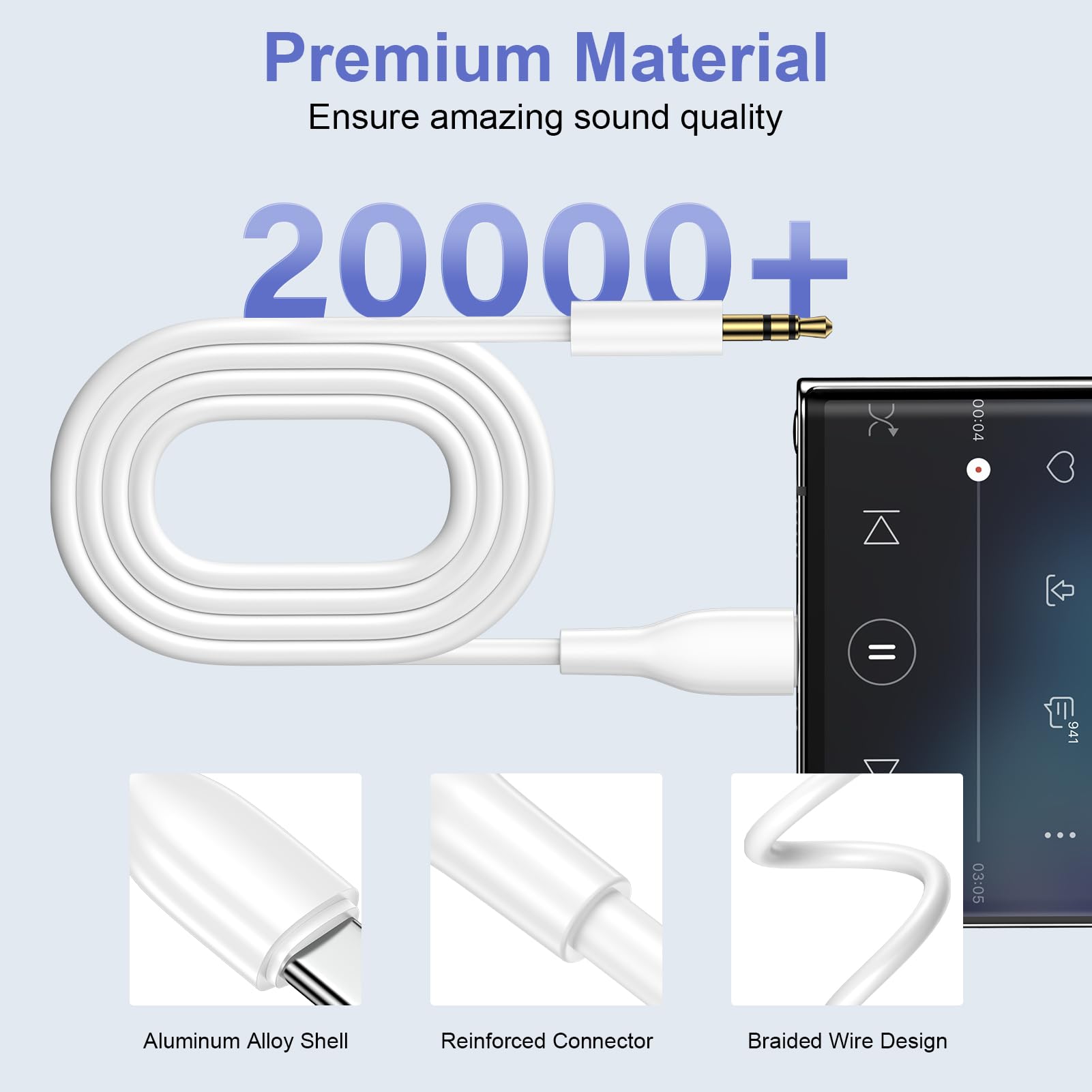 JSAUX USB C Auf Aux Kabel 2M, USB Typ C Auf 3.5mm K Produktbild-Vorschau 10