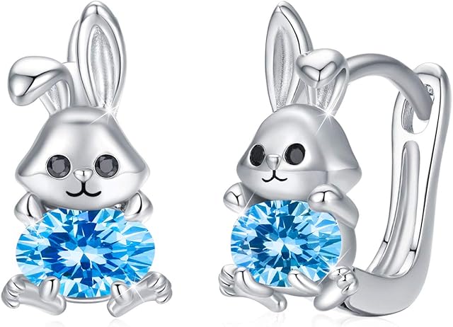 Panda/Bunny/Rabbit Hoop Earrings 925 Sterling Silver Cute Animal Bunny/Rabbit Earrings Hoop Earrings Rabbit Jewelry Valentine's Day Gifts for Women Girls Kids