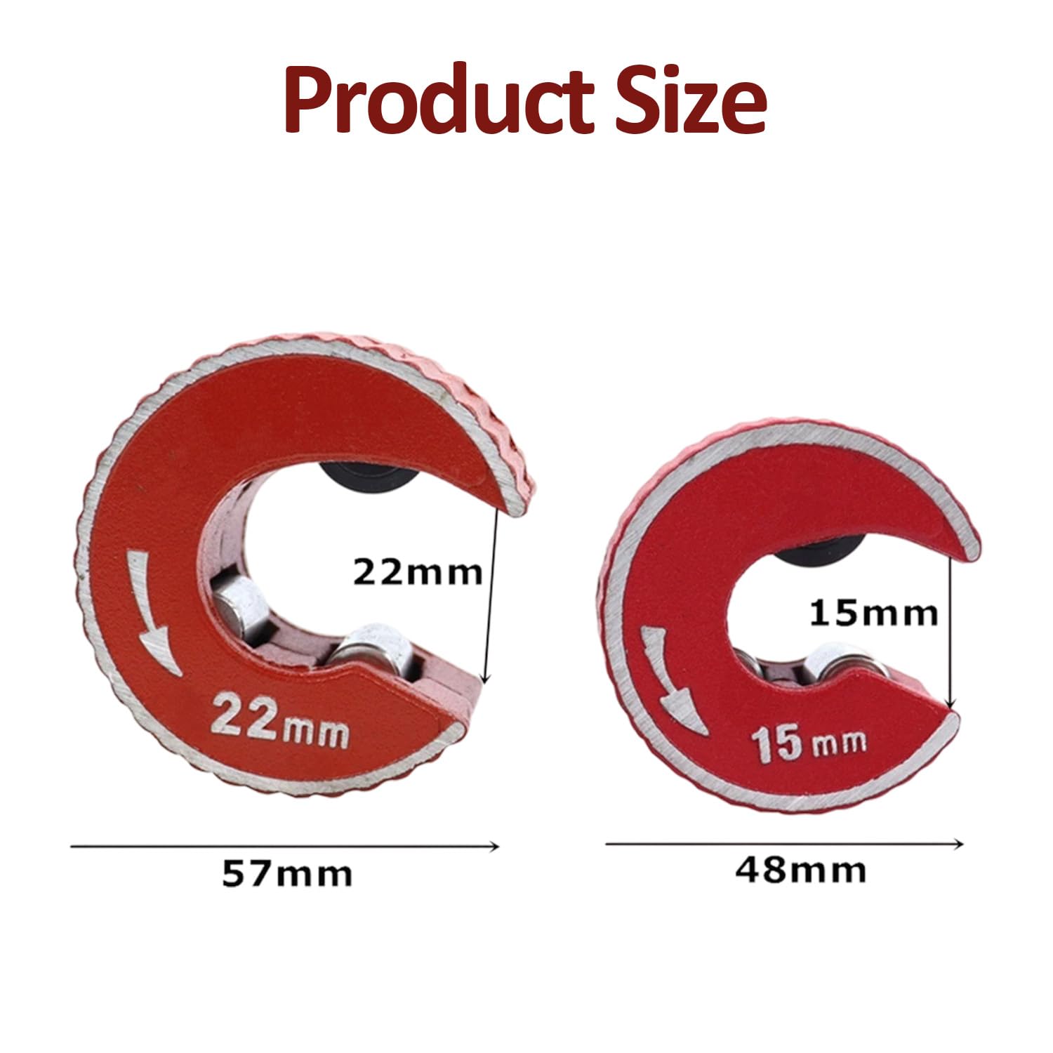 Pipe Cutter 15mm and 22mm, Copper Pipe Slice Tube Cutter Zinc Alloy Body with 2 Replacement Cutting Wheels - Image 2