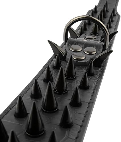 Miniatura 4 de Collar de perro Sharp Beirui con remaches de puyas, collares de perro de cuero con estilo, 2 pulgadas de ancho apto para perros medianos y grandes,