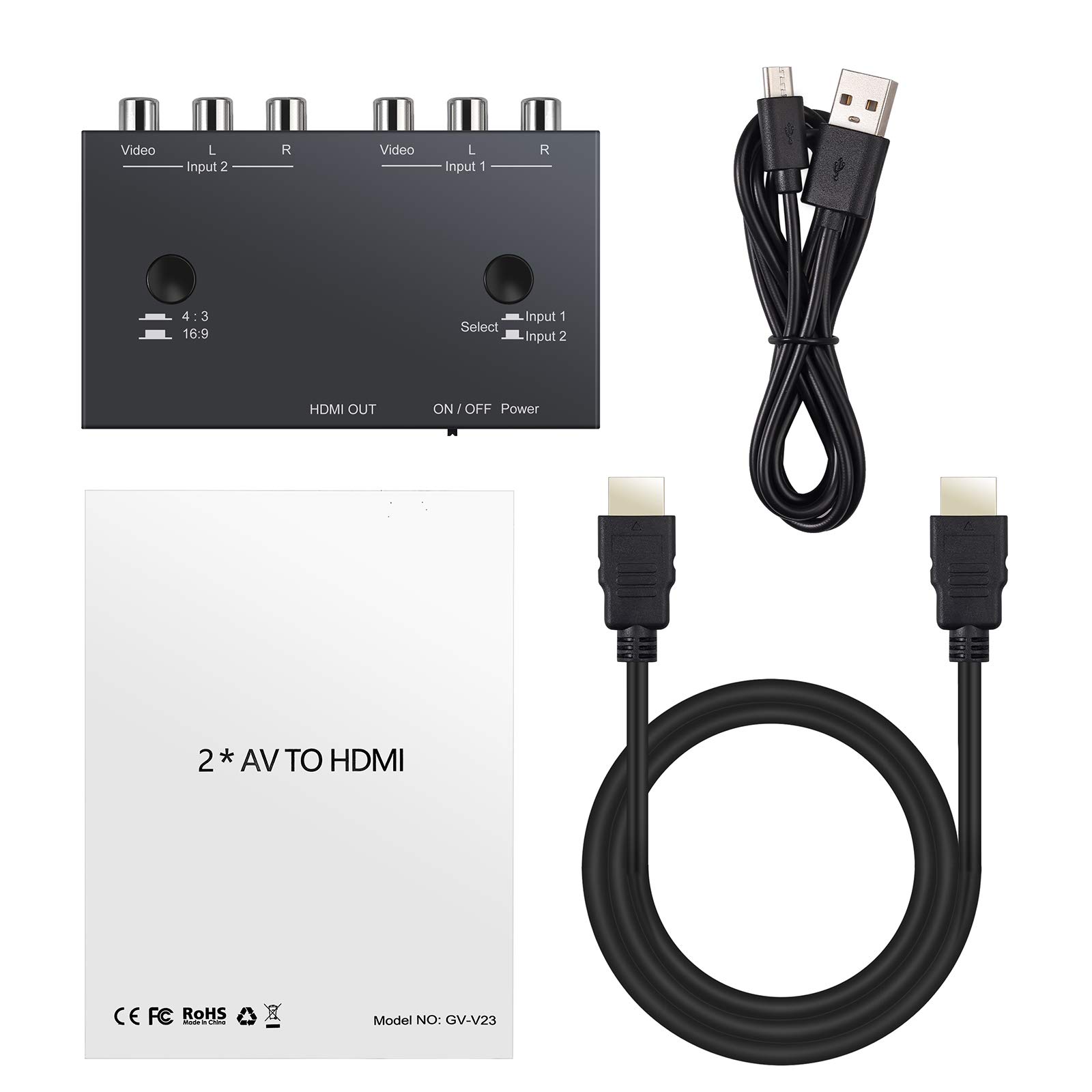 Amazon | LiNKFOR 2ポート AV to HDMI変換器 16：9/4：3 PAL/NTSC対応