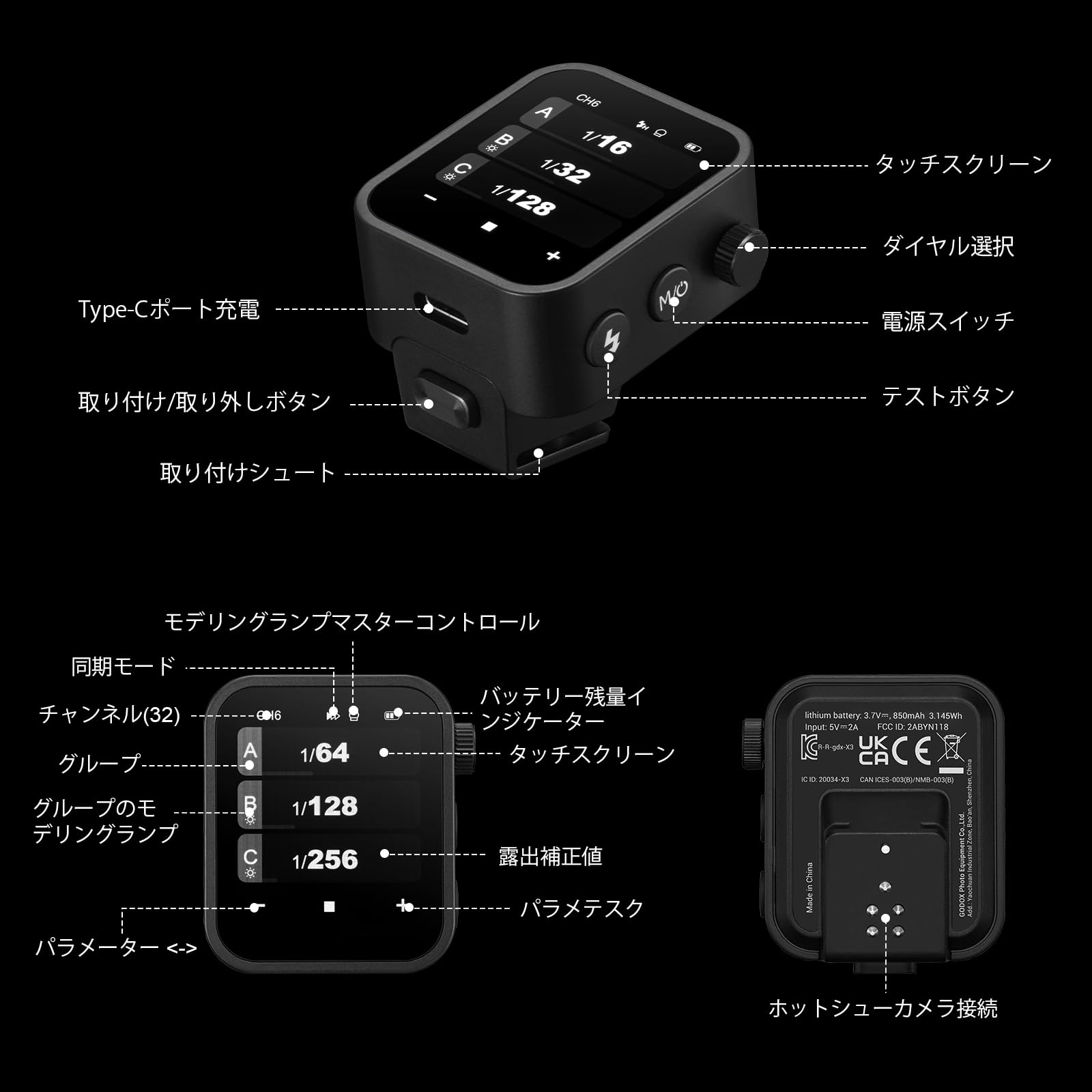 GODOX Transmetteur X3 Nano-C Compatible avec Fujifilm