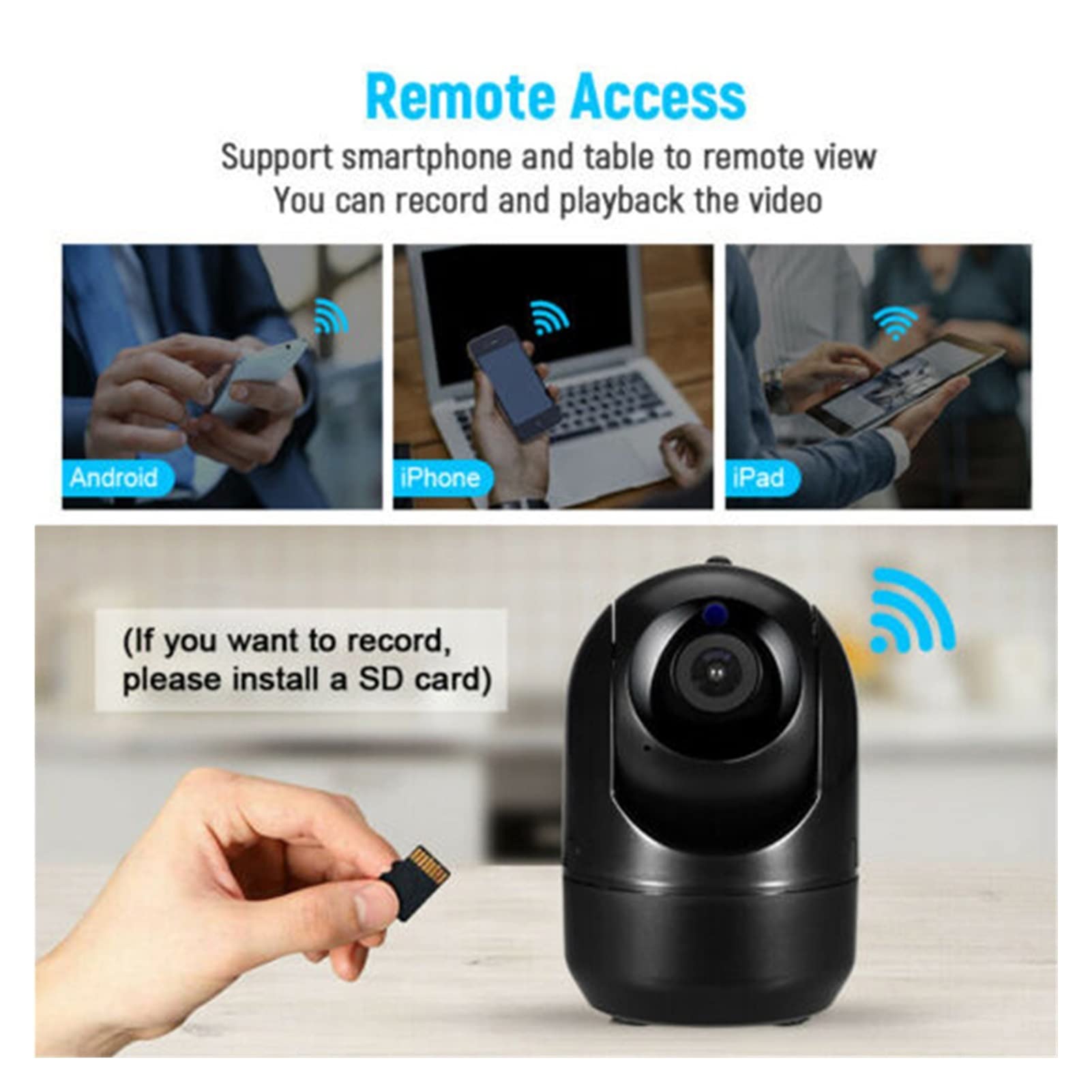 Telecamera per Interni Fotocamera da Interno 1080p Cloud HD IP. Telecamera WiFi Auto Tracking Telecamera Vision Security Security Home Camera (Color : 1, Size : 1080P White)