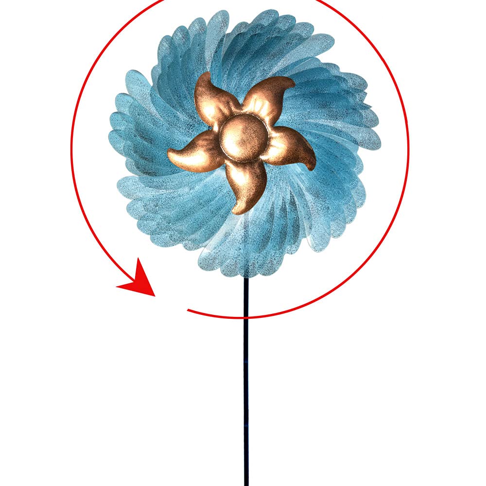 Moulin à vent de 119,4 cm pour terrasse, pelouse et jardin qui vous permettent de ressentir différents effets visuels et de détendre votre humeur (cyan)
