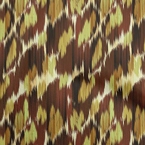 oneOone Cotton Flex Brown Fabric Ikat Fabric for Sewing Printed Craft Fabric By The Yard 40 Inch Wide