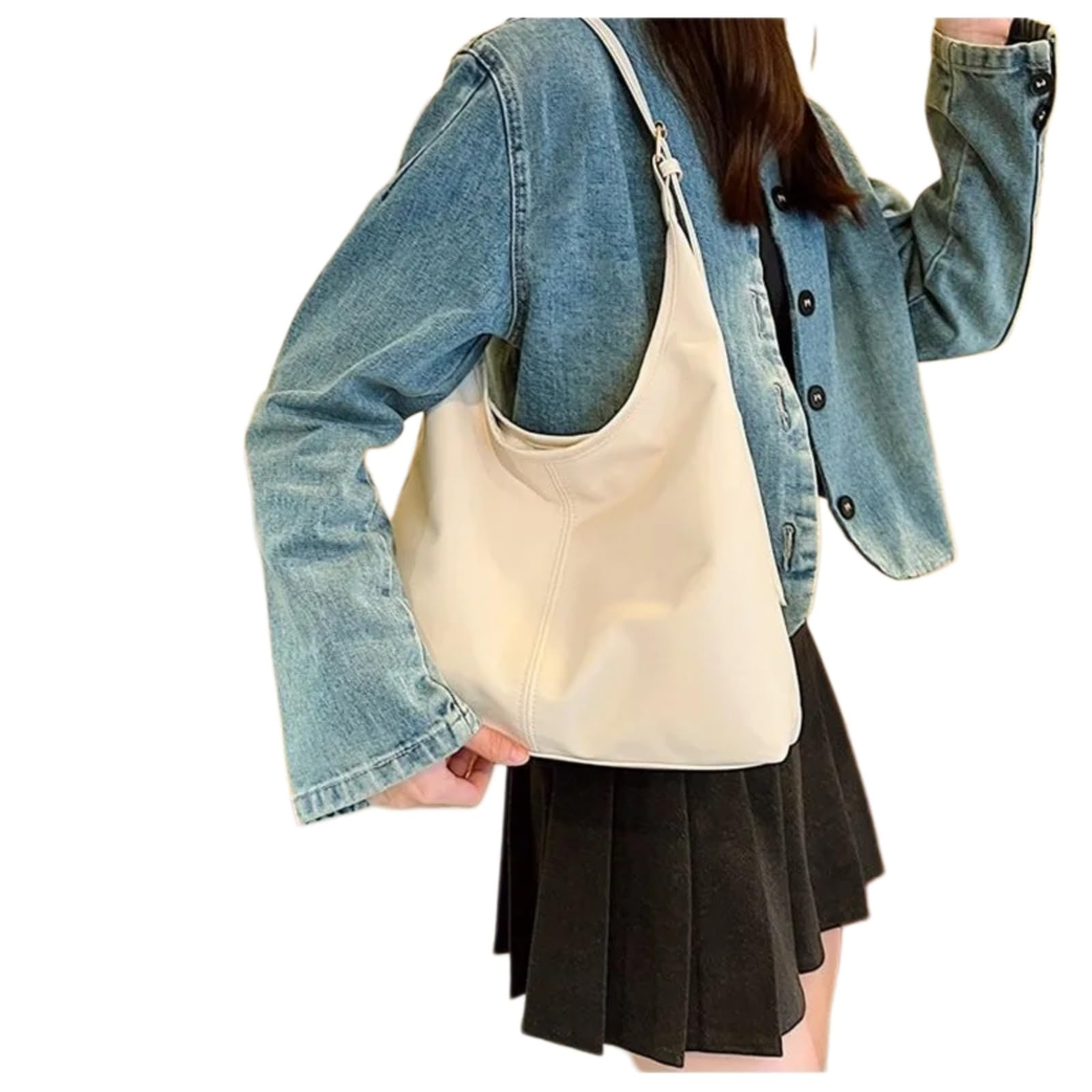Beauty Case Borsa Retro Semplice A Spalla di Grande capacità Spaziosa per Il Lavoro Shopping Viaggio Uso Quotidiano