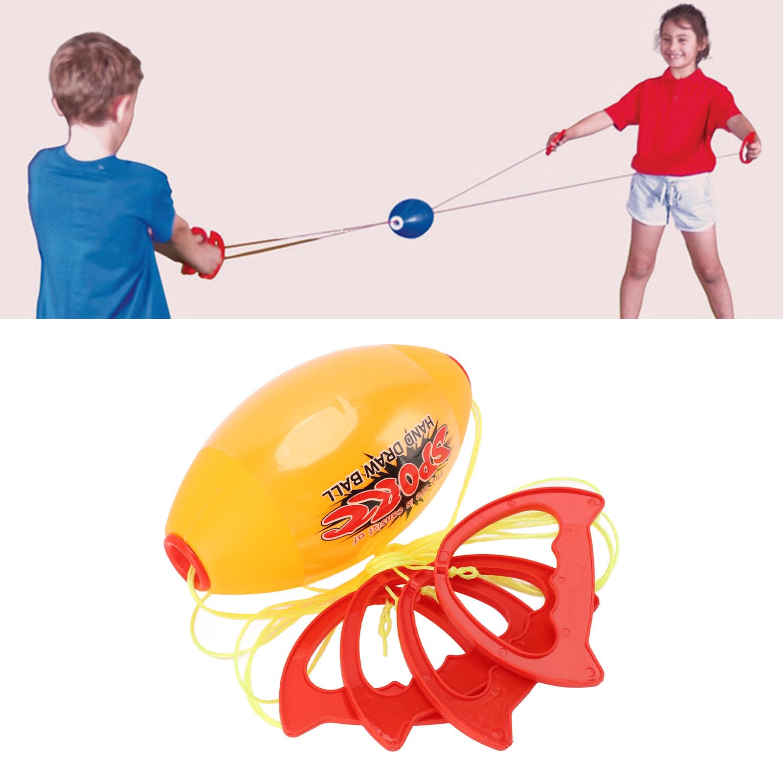 Balle de Navette à Tirer Géante – Corde Fleible + Poignée Ergonomique, Jeu Sportif Intérieur/Etérieur pour Enfants & Adultes (Style Plat)