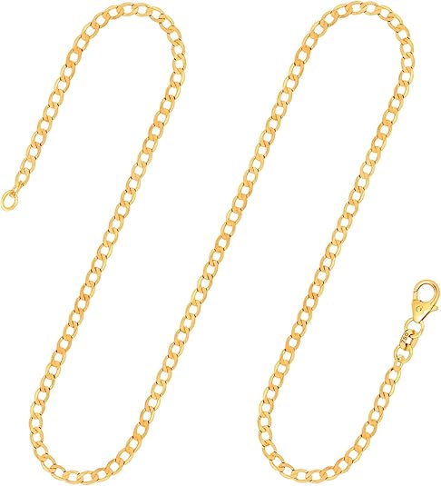 Catenina Oro 14k Collana Uomo Donna Oro 14k - Catenina Grumetta 3,9 Mm, Lunghezza 50 Cm, Made In