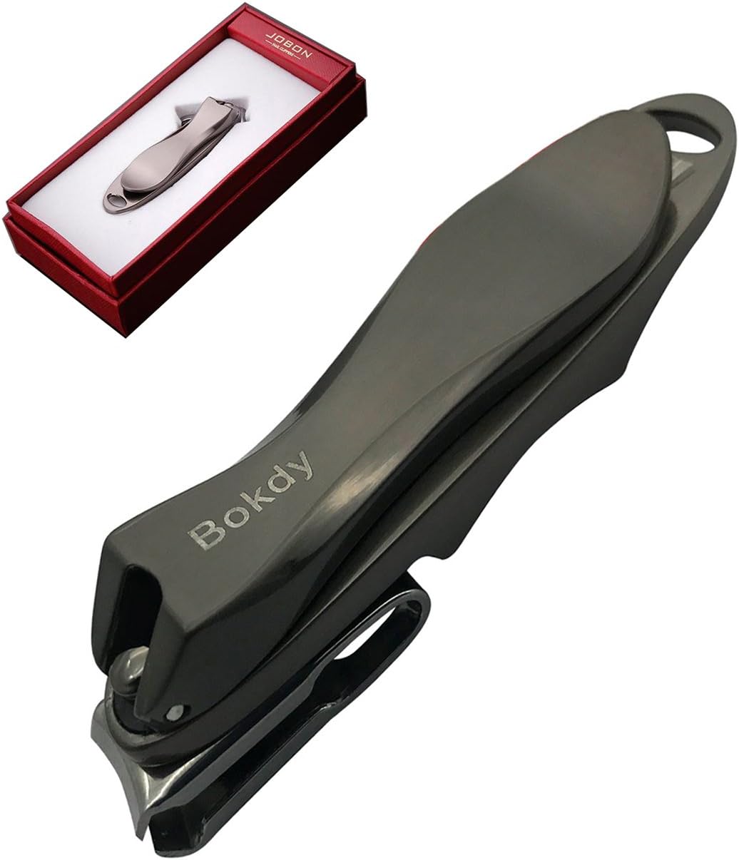 Nail Clipper, Fingernails Toenails Clippers, Nail Cuter, Trimmer, with Built-in Nail File, Stainless Steel, 360 Degree Rotation Cutter (Black)