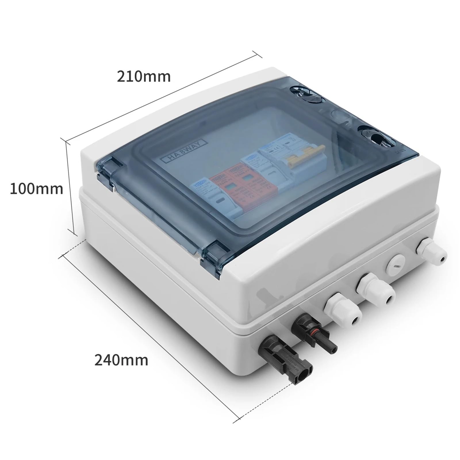 Quadro Elettrico Esterno,Consumer Unit Quadro di combinazione fotovoltaico solare con protezione contro i fulmini 1ingresso 1uscita DC 600V fusibile MCB SPD scatola impermeabile IP65(25A DC MCB)