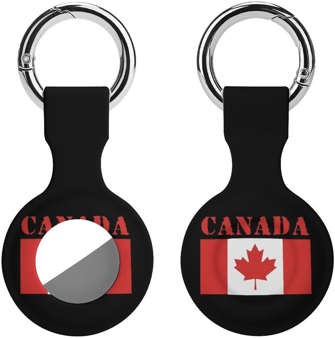 Canada Flag Funny Cover Compatible with AirTag Case Protector GPS Tracker Holder with Keychain
