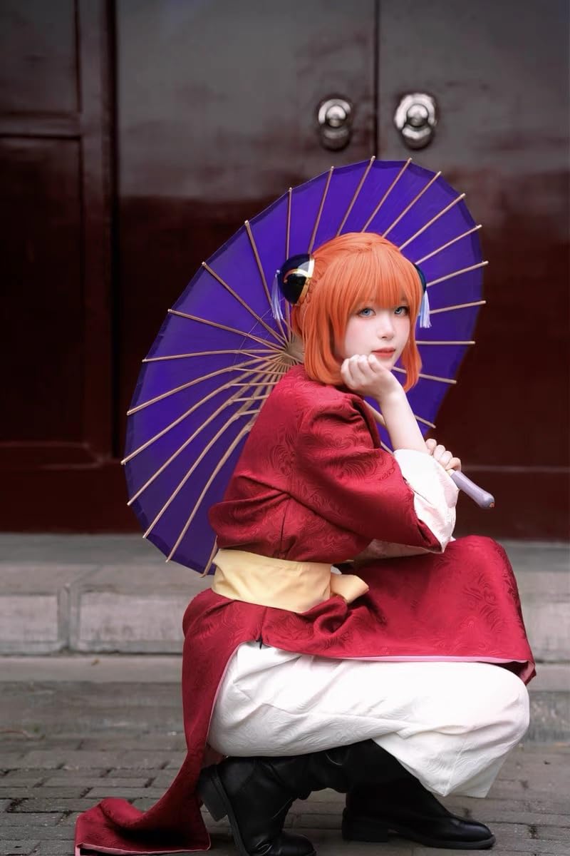 Amazon.co.jp: 銀魂 神楽 傘 コスプレ道具 夜兎族 神威 かさ 布傘 紫