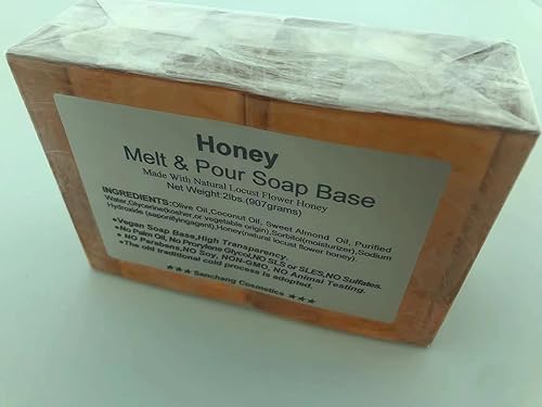 Miniatura 5 de Base de jabón para derretir y verter glicerina transparente de miel de 2 libras, Supea transparente, fácil de derretir y verter, natural, orgánico,