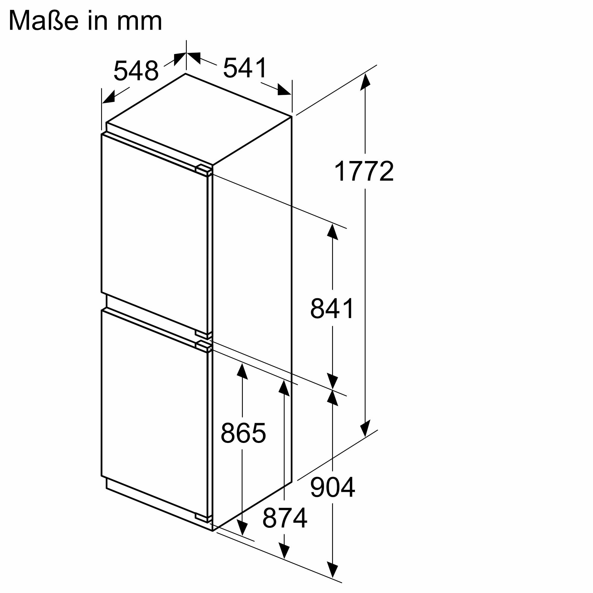 Siemens KI85NNFE0 iQ100 Einbau-Kühl-Gefrier-Kombination, 177,2 x 54,1 cm, 150 L Kühlen & 99 L Gefrieren, noFrost, autoAirflow - gleichmäßige Kühlung auf allen Ebenen, LED-Licht