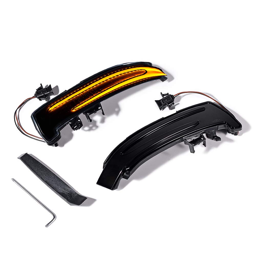 Astra Depot Pair of LED Side Mirror Sequential Flash Turn Signal Light Compatible with Mercedes W204 W212 W221 C117 W218 X204 X156 C E S CLA CLS GLK GLA Class