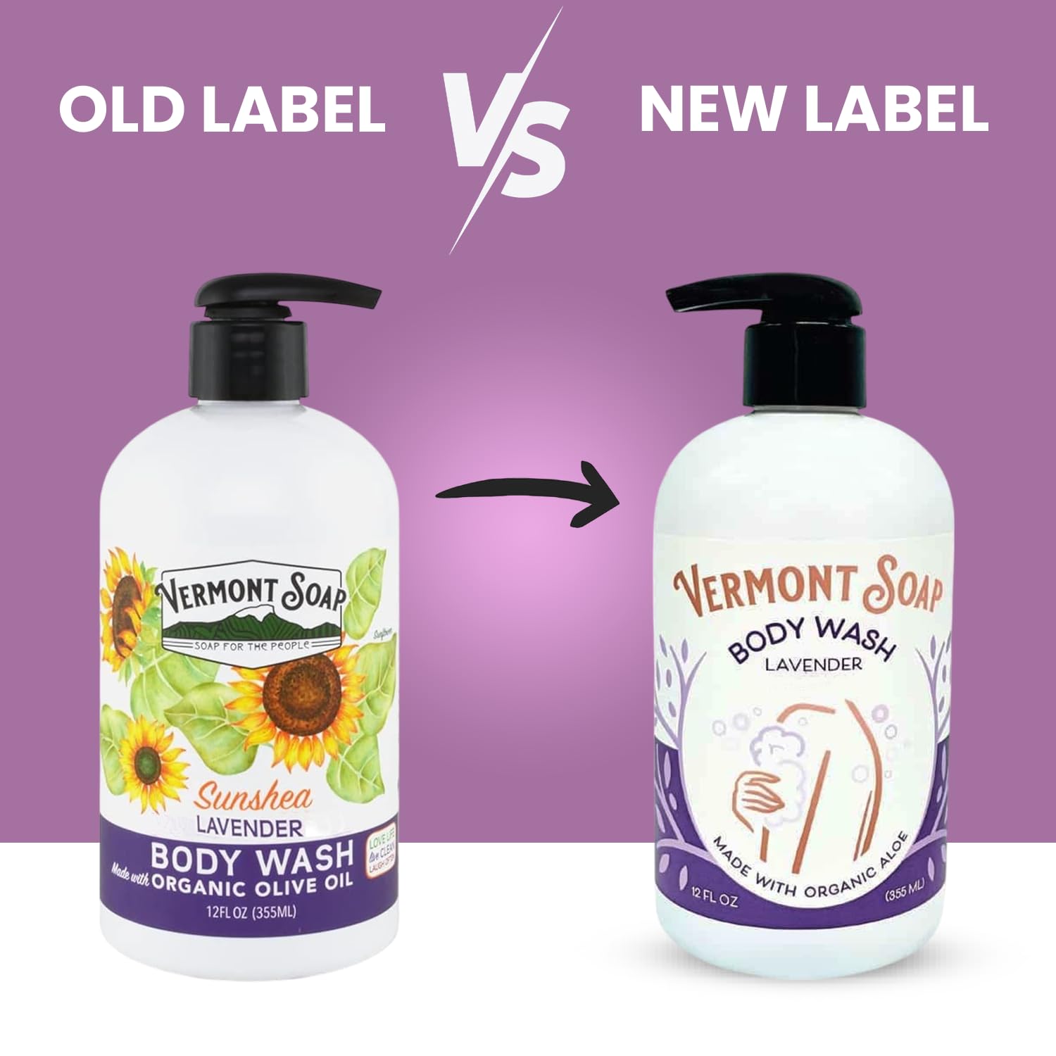VERMONT SOAP Body Wash w/Shea Butter, Mild Gel Body Wash, Lavender, 12 oz image 2