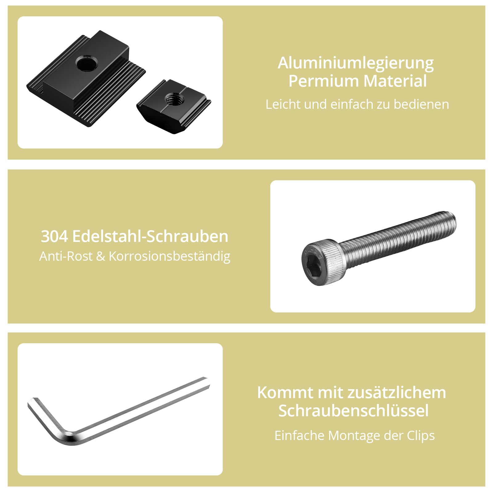 Anbte 10 Stück Mittelklemmen 30mm/35mm T-förmige Aluminiumlegierung Solarmodul Halterungen Kit inkl. 10pcs Schrauben M8*49mm Photovoltaik Solarpanel Montage Befestigungszubehör (Schwarz)
