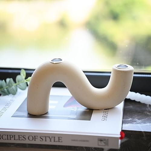 Miniatura 2 de Portavelas de cerámica, moderno candelabro cónico para mesa de comedor, mesa de centro de sala de estar, candelabro para 2 velas cónicas
