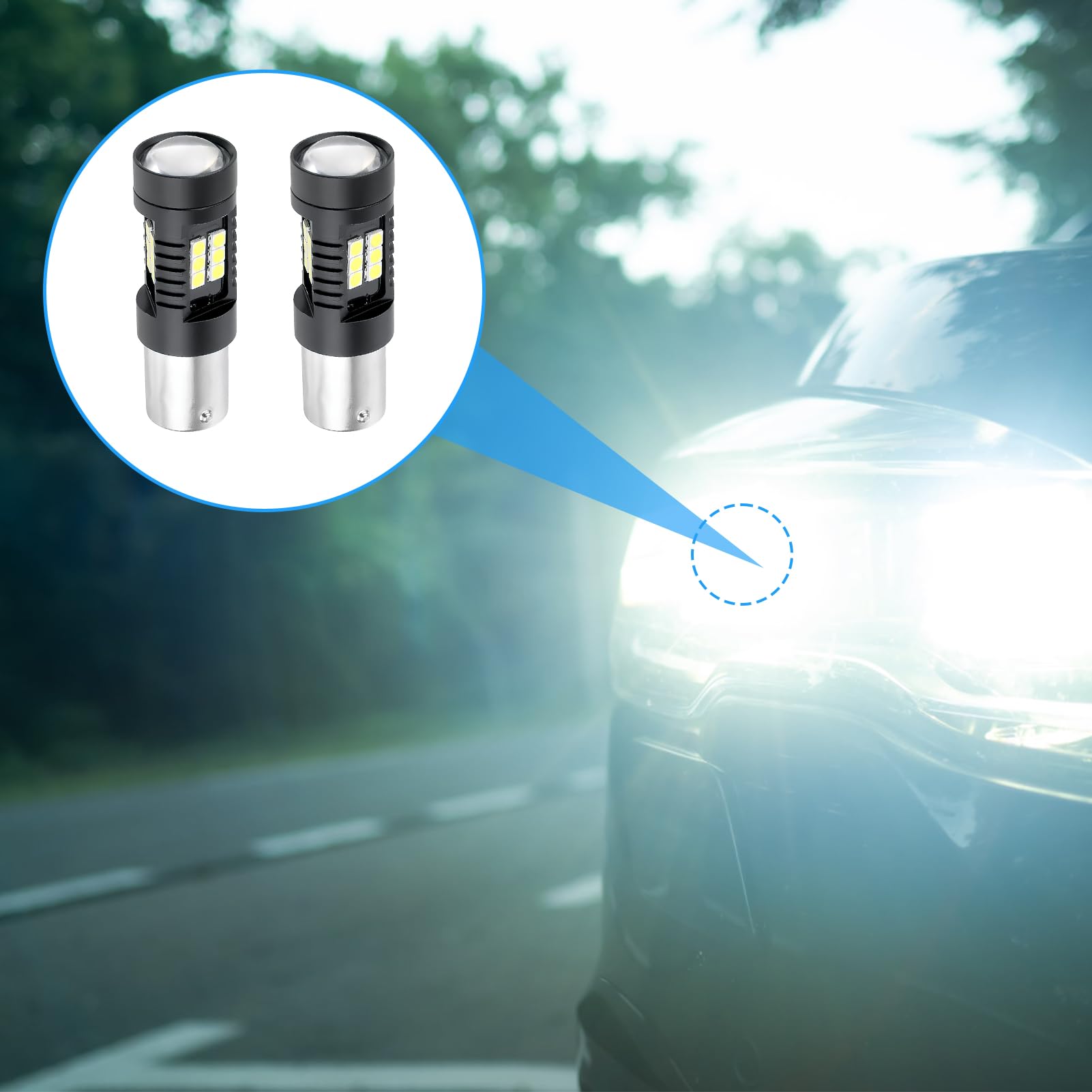COPPIA LUCI DIURNE DRL 21 LED P21W BAY15D CANBUS, per Fiat Panda 3° 2012-2022 6000K, lampadine led auto, p21/5w led, luci di posizione a led, Illumina la strada con stile