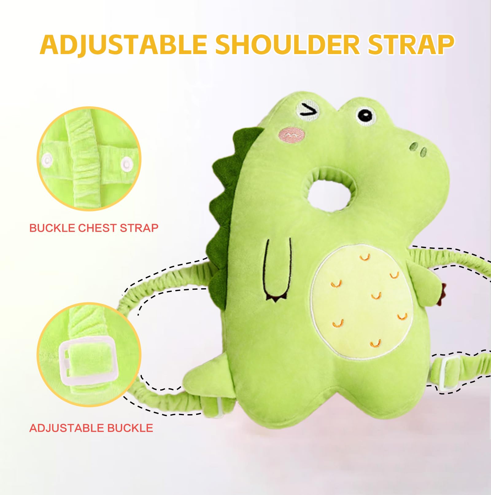 Protector de cabeza de bebé, mochila de protección ajustable para la cabeza del bebé con rodilleras para gatear, suave, transpirable y de uso seguro