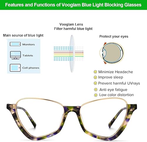 Miniatura 4 de VOOGLAM Gafas de bloqueo de luz azul elegantes para mujer, antifatiga ocular, gafas UV Adelio