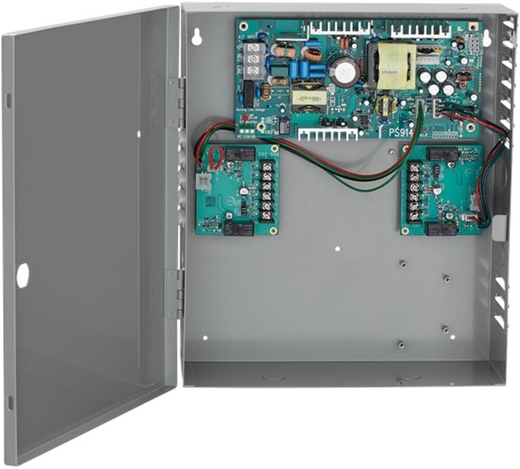 Von Duprin PS914-2RS-BBK 4-Amp High in Rush Power Supply with 2 Relay Panic Device Control Board and Battery Backup Kit, Grey/Baked Enamel, 120 VAC/240 VAC, 50/60Hz Input