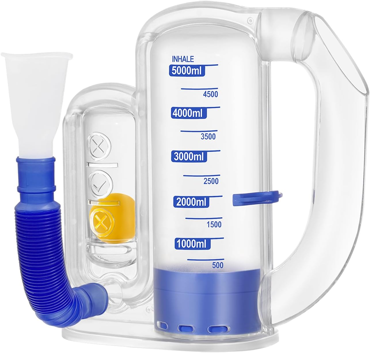 Breathing Exercise Device for Lungs, Lung Exerciser Device, 5000ml Capacity for Deep Inhalation, Durable Medical-Grade PC Material | Airflow Indicator for Steady Inhalation Practice