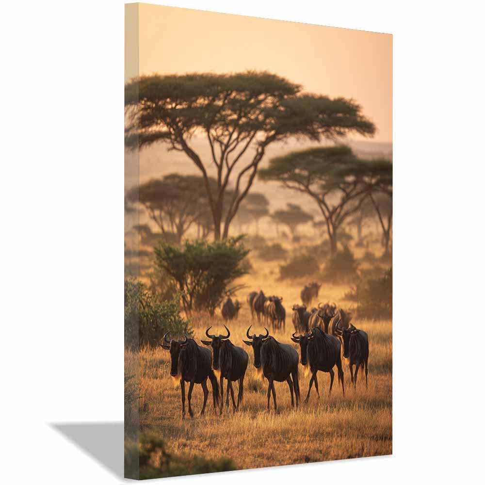 HUYEEI Landscape Wall Art Grassland Cattle Modern Canvas Print On Artwork, Suitable for living room, bedroom, for Kids Room Decoretc.(multicolored)-70x100cm Framed