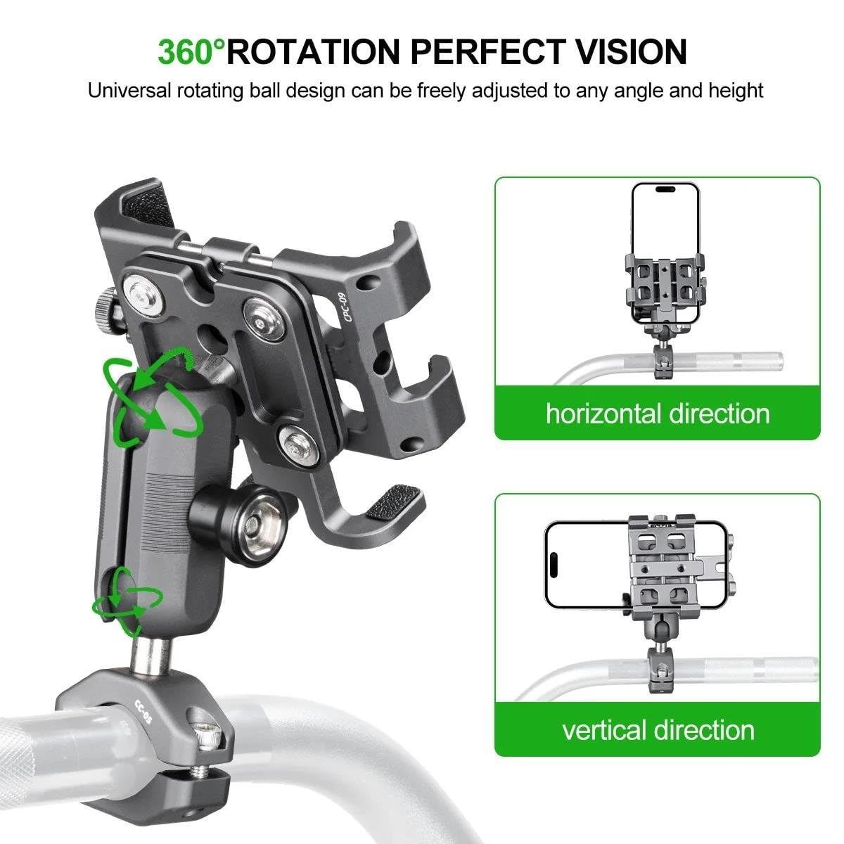 Supporto Telefono Moto Bici Lega Di Alluminio Con Smorzatore Vibrazioni ATV/UTV Scooter Manubrio Clip GPS