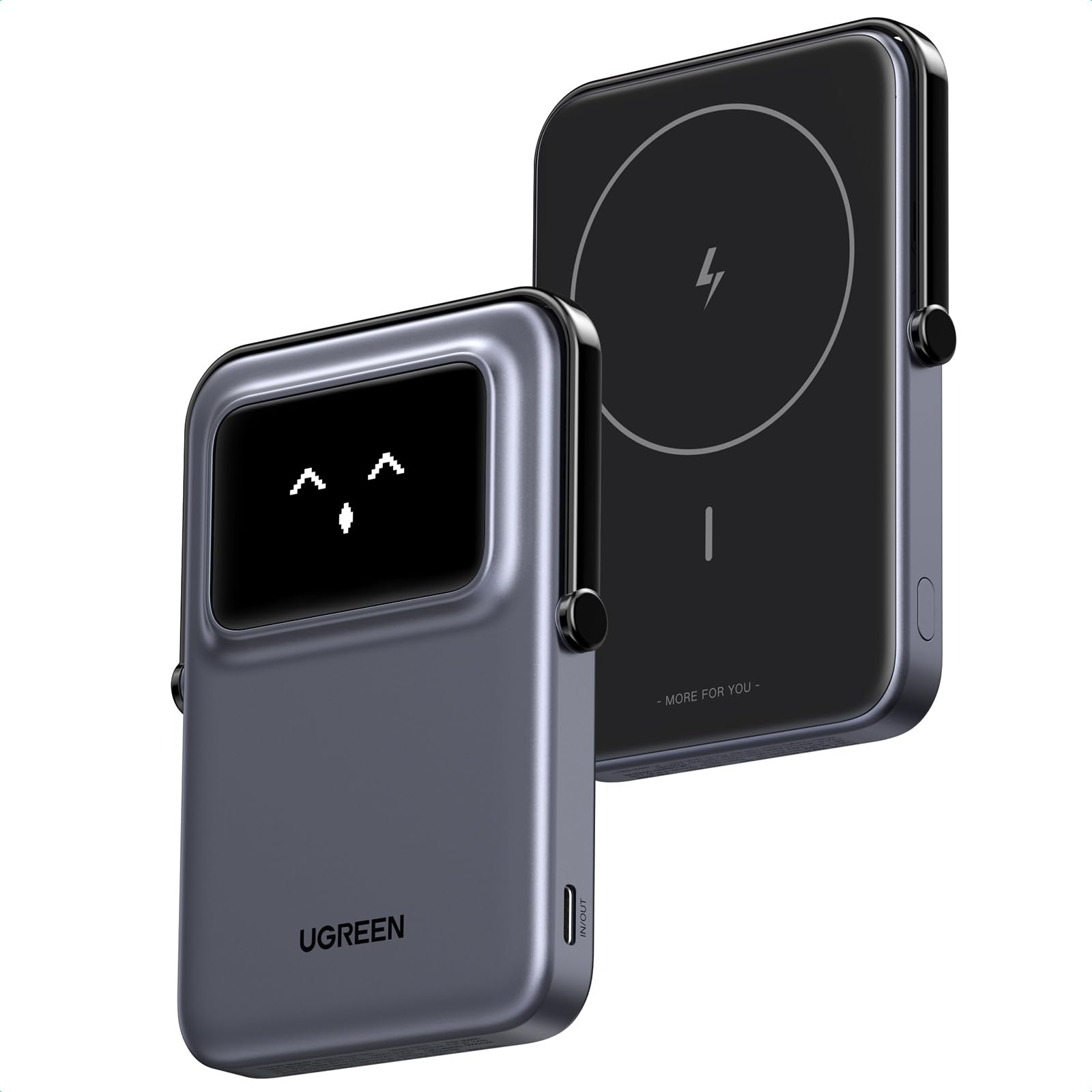 UGREEN Uno Power Bank Magnetico 5000mAh, Caricatore Portatile Wireless PD 20W con Display e Supporto, Compatibile con iPhone 16/15/14/13/12 Mini Plus PRO Max (Nero)