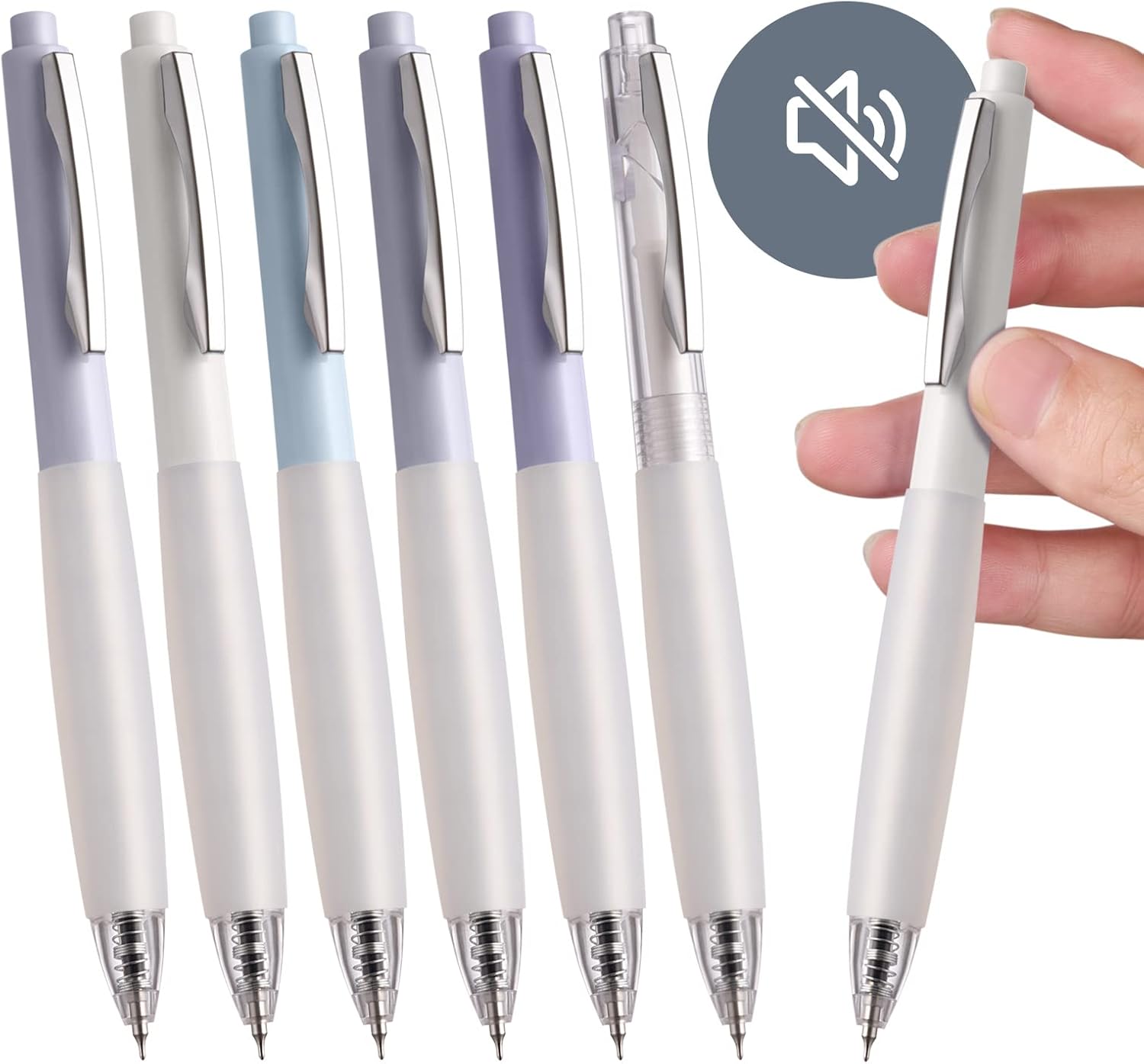 EEOYU Gel Pens, Retractable Quick Dry Gel Ink Pen, Fine Point 0.5mm Black Ink Rolling Ball Gel Pens, Smooth Writing Silent Aesthetic Pens for Home School Office Supplies (6) : Office Products