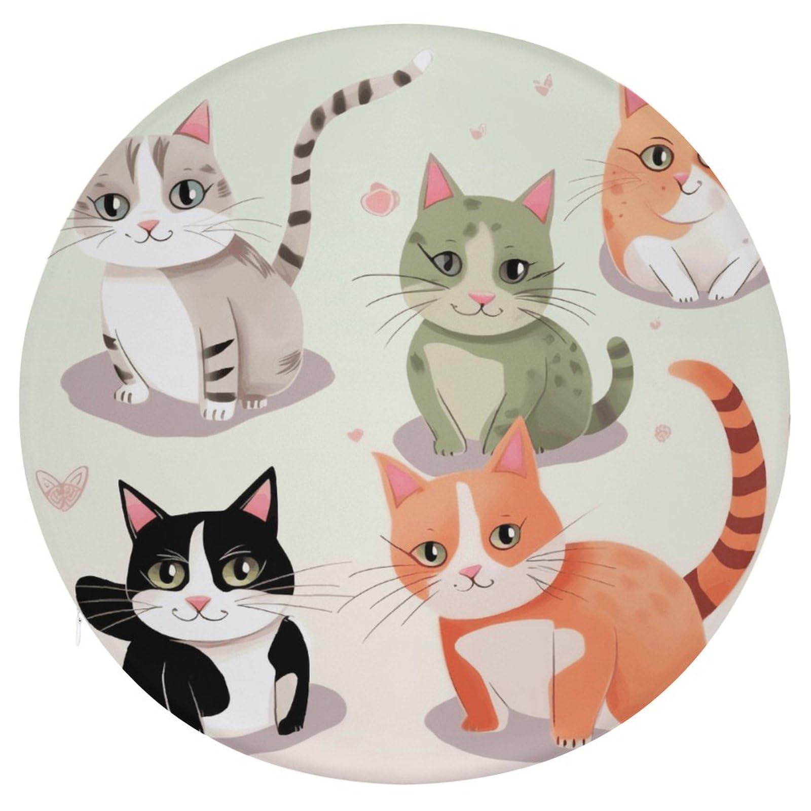 Wsoihfec Style Lovely Cartoon Cats Seat Cushion Round Chair Pad