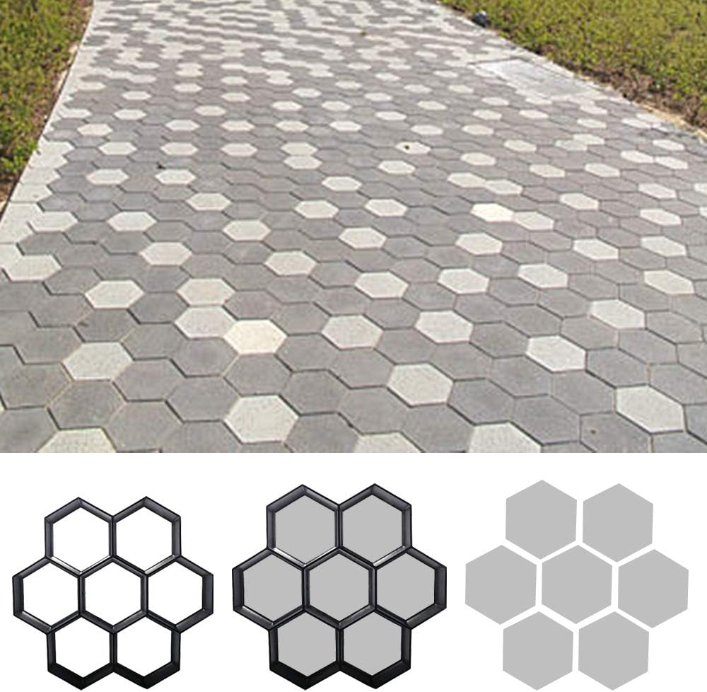 CJGQ 15.7"x15.7"x1.57" Concrete Molds Reusable Walk Maker Stepping Stone Paver Path Maker Lawn Patio Yard Garden DIY Walkway Pavement Paving Moulds (Honeycomb)
