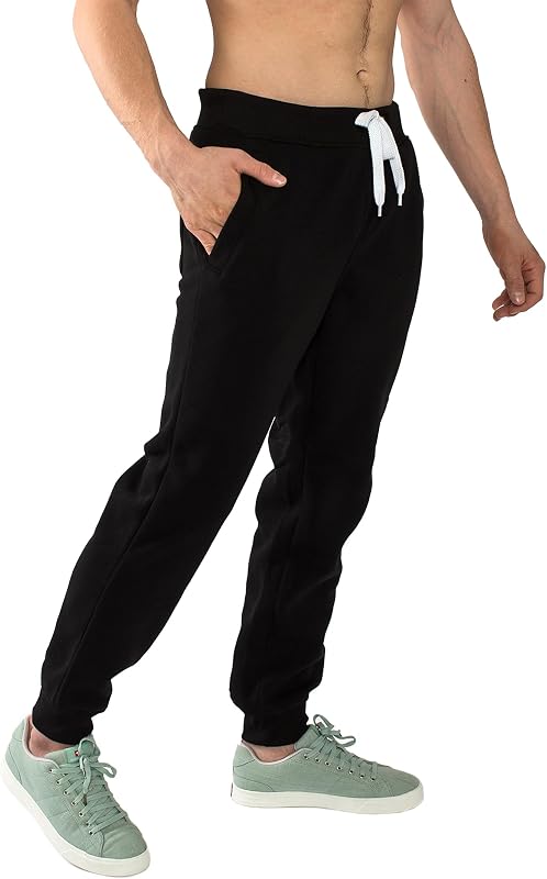 Southpole Fleece Joggers for Men with Pockets, Black, XL