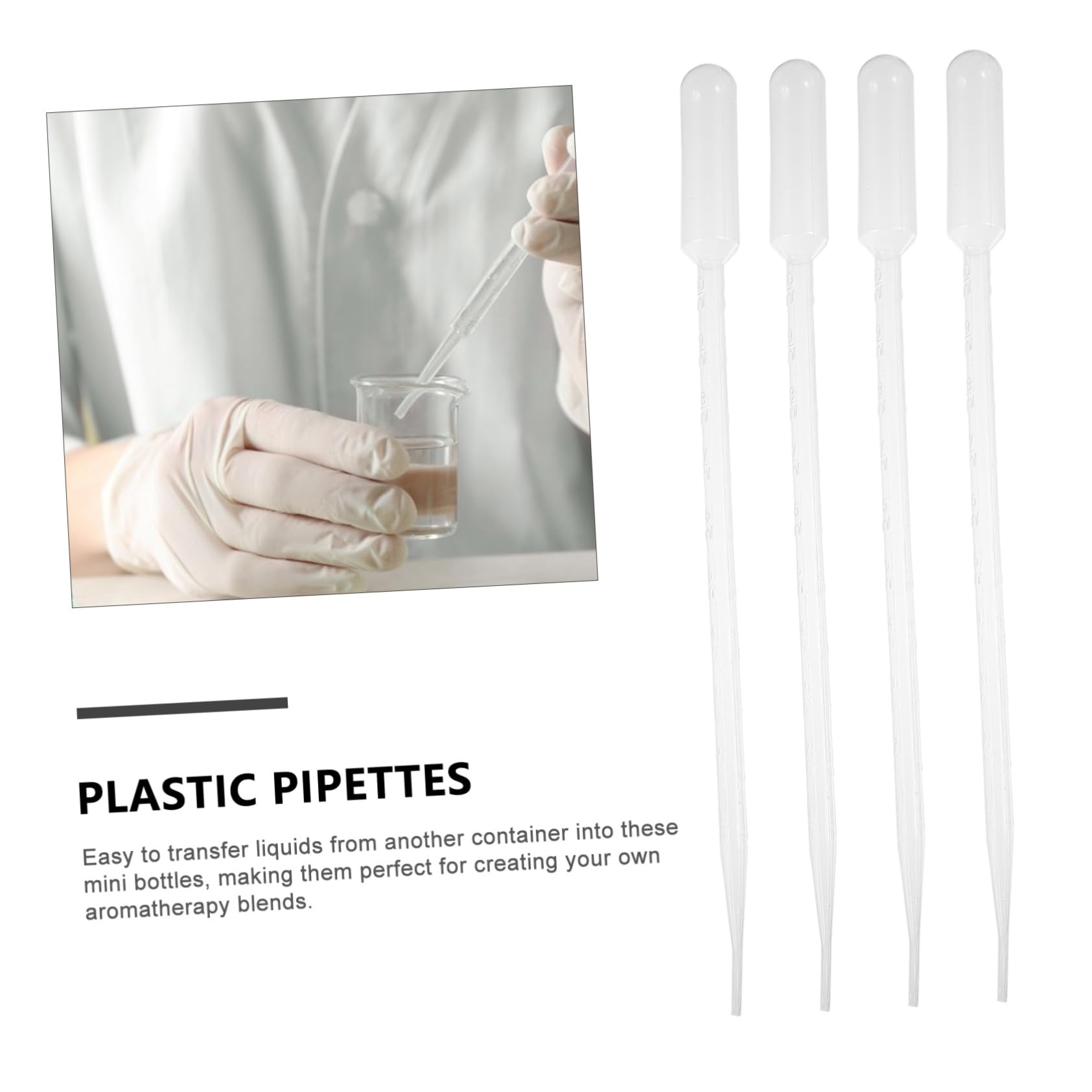 FUNOMOCYA 100pcs Droppers for Experiment Transparent Lip Gloss Dropper Plastic 10ml Pipette Pipette Droppers