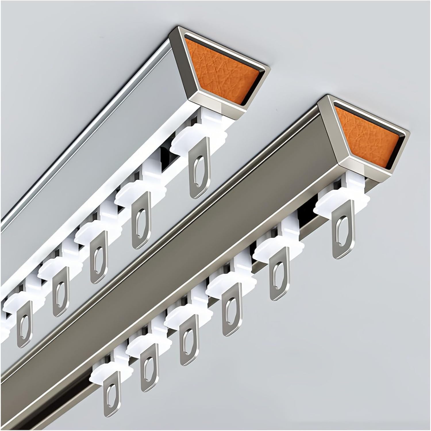 Rieles de aluminio for cortinas, rieles for techo, separadores ambientes, barras individuales for con rodillos y tapas extremo(White,7.2FT/220CM)