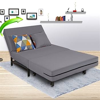 折りたたみベッド ダブル　グレー ファブリック ダブル] 折りたたみ式パイプベッド マットレス付き｜モダンデコ