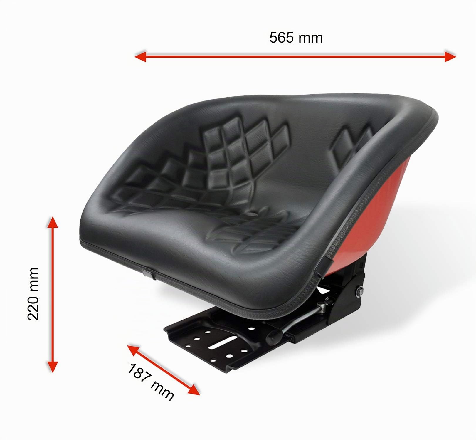 Siège baquet avec suspension en métal rouge, rembourrage SW