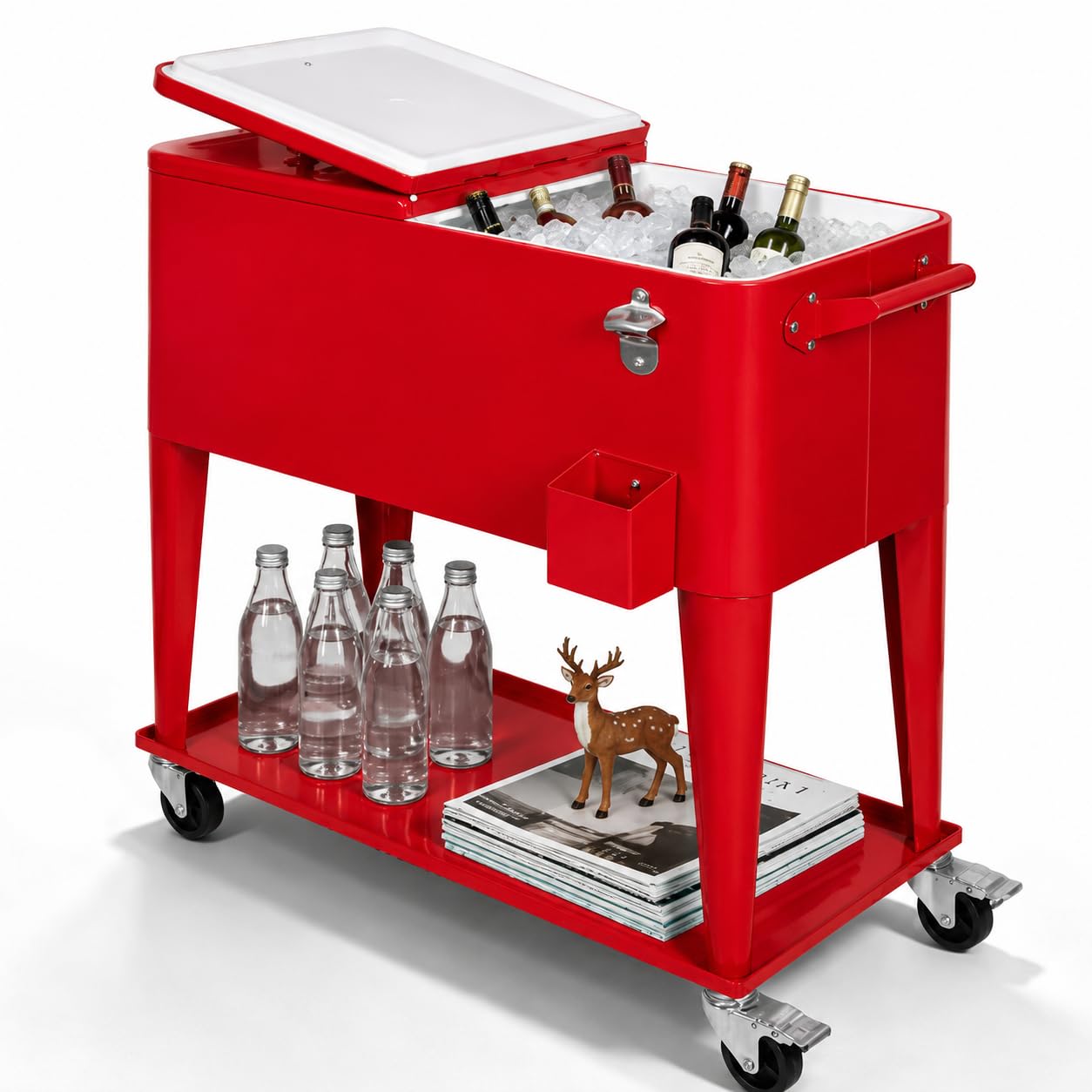 SHAREWIN 80QT Rolling Cooler Cart with Wheels