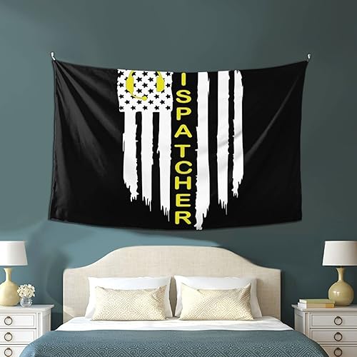 Miniatura 4 de Qauirfe Tapiz con diseño de bandera estadounidense de color dorado y amarillo con el número 911 para colgar en la pared sala de estar dormitorio