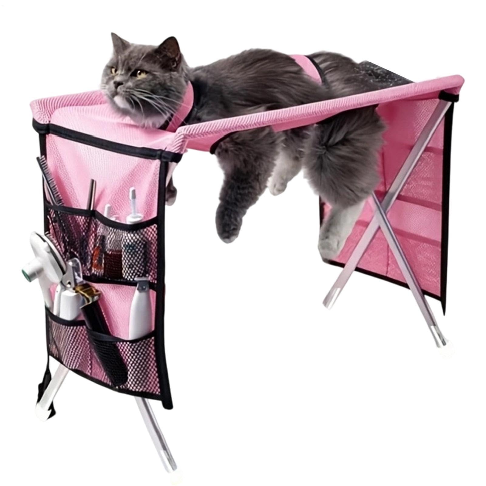 Hamaca Cortaúñas Canina Arnés Para Gatos Para Corte En Mesa Con Capacidad | Cabestrillo Transpirable de Aseo para Gatitos Para hogar, interior, veterinario, post-paseo, apartamento, bañ