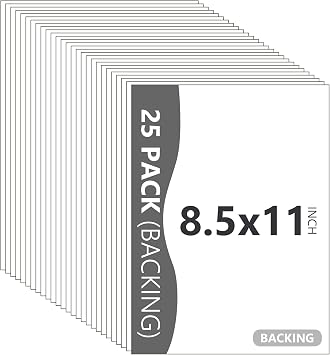 25 Pack Backing Boards, 8.5x11 Uncut White Mats Matboards