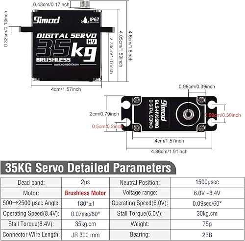 Miniatura 8 de Servo motor de dirección RC de alto par a prueba de agua de 77.2 lbs, potente y rápido engranaje de metal completo digital de alta velocidad servo