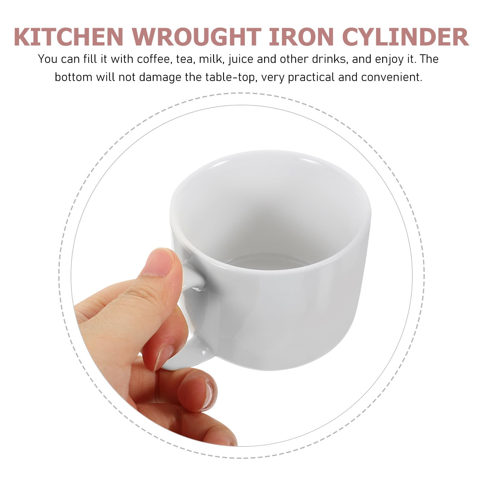 Healeved Juego de Tazas de Café de Cerámica con Soporte de Almacenamiento de Hierro Blanco, Bordes Suaves y Resistentes para Restaurantes y Cafeterías, 1 Set