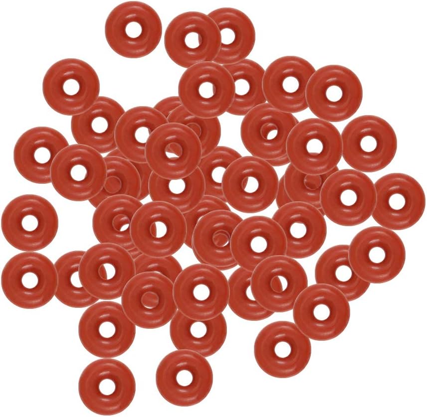 uxcell Silicone O-Ring, 4mm OD, 1mm ID, 1.5mm Width, VMQ Seal Rings Gasket for Co2 O Ring, Red, Pack of 50