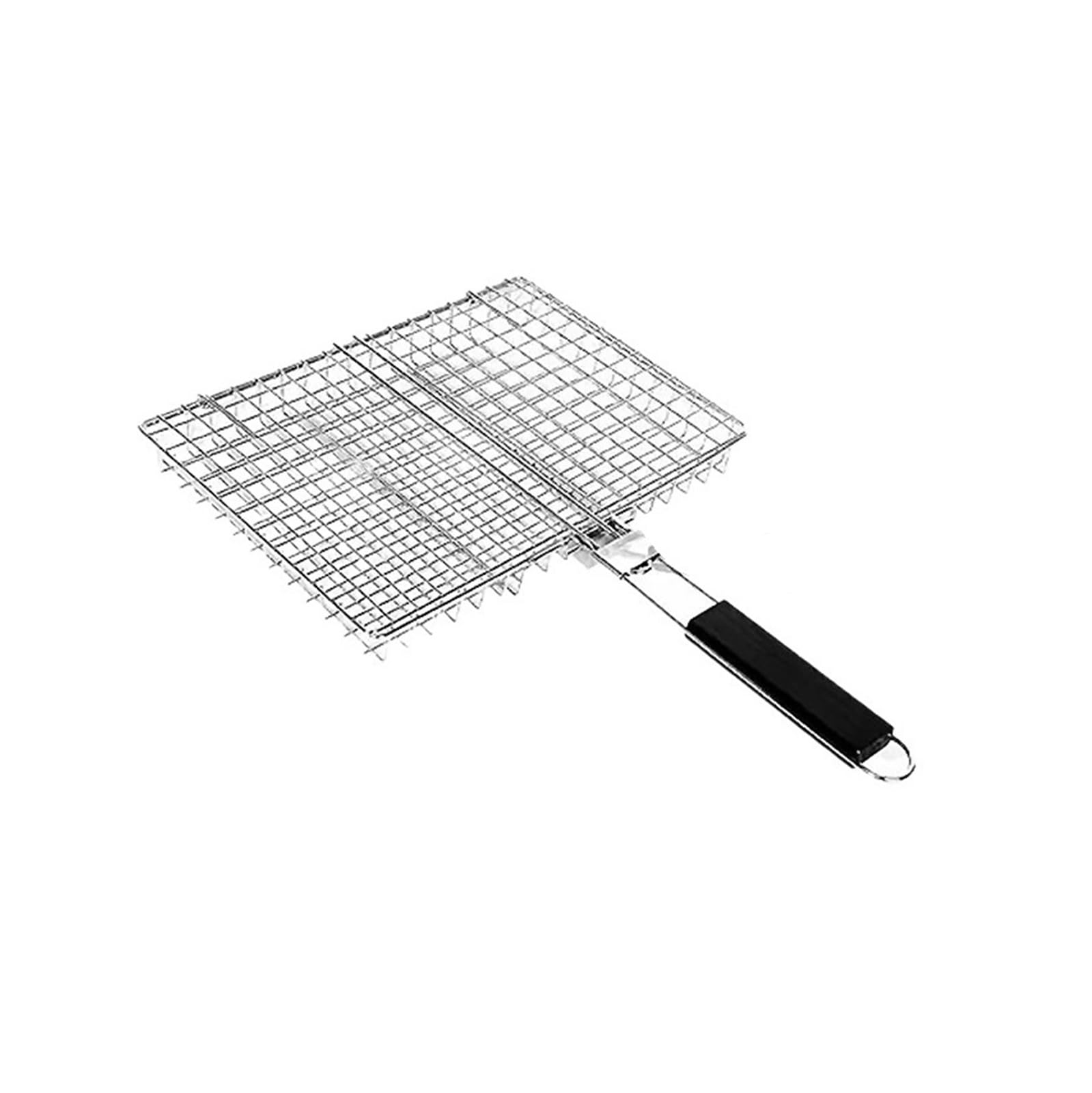 Cesta for parrilla de pescado y barbacoa, Compatible con exteriores, verduras acero inoxidable mango desmontable plegable, 1 ud
