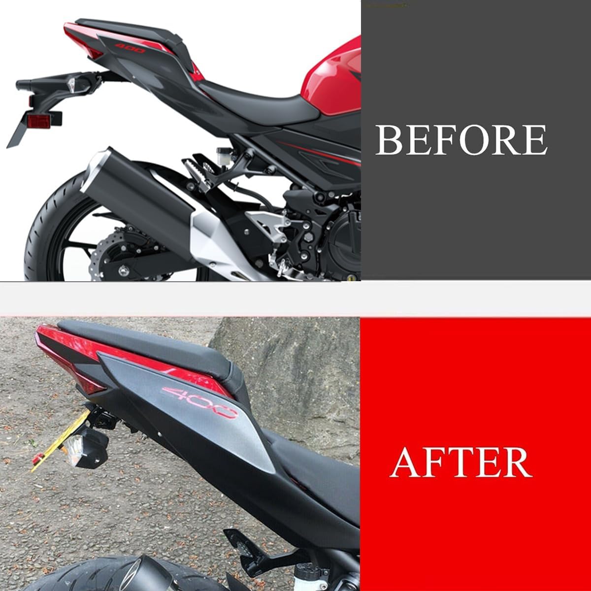 Fender Eliminator LED Indicator Turn Signal Blinker Kits Compatible with Ninja 400 Z400 Ninja250 Ninja 500 Z400 2018-2024 License Plate Bracket Holder Tail Tidy (Smoke)