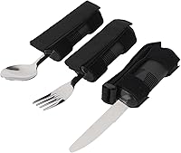 Vista 8 de Adaptive Cutlery Set Weighted Utensils Set with Textured Composite Handle Non Slip Design for Elderly Adults Stainless Steel 3 Pieces