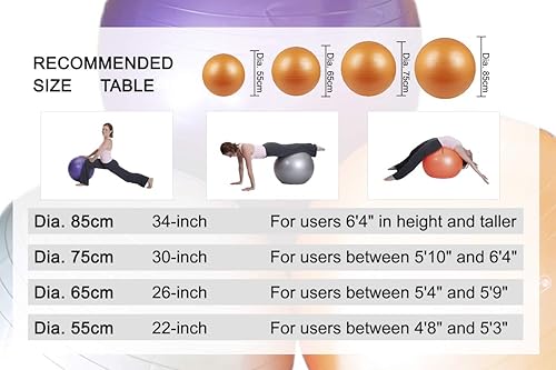 Miniatura 5 de Pelota de ejercicio Duraform (21.7-33.5in) - Pelota de yoga Duraform, estabilidad resistente a estallidos, equilibrio y pilates soporta 600 libras,